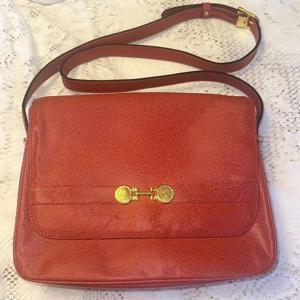 Vintage Francois Marot Red Leather Shoulder Bag